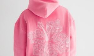 Pink Palm Puff hoodie