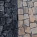 A textured stone wall featuring a variety of colors and patterns, showcasing natural stone elements.